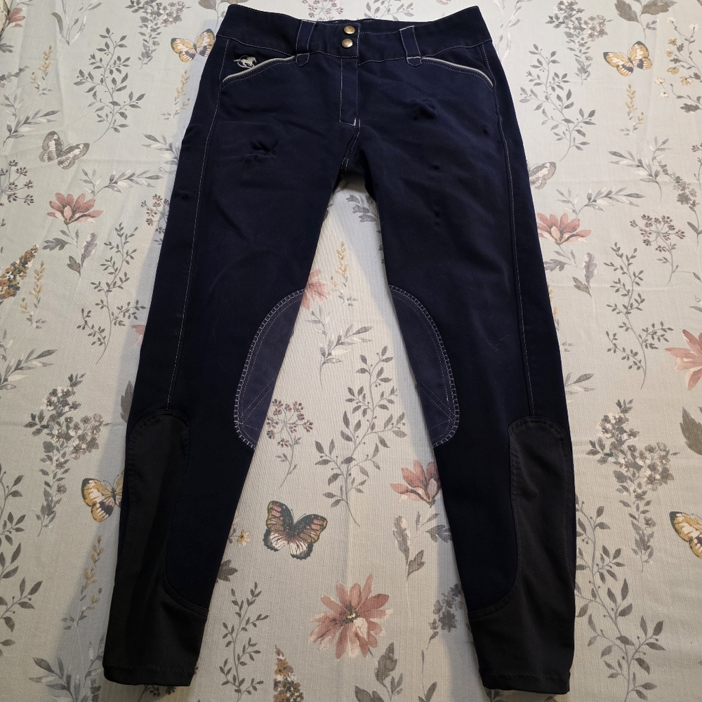 Piper by SmartPak Navy Riding Breeches 28R Knee Patch Equestrian Pants Schooling